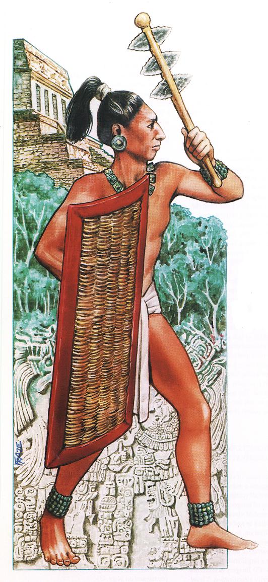 "Maya Warrior"; Watercolor and airbrush; Christian Research Journal magazine